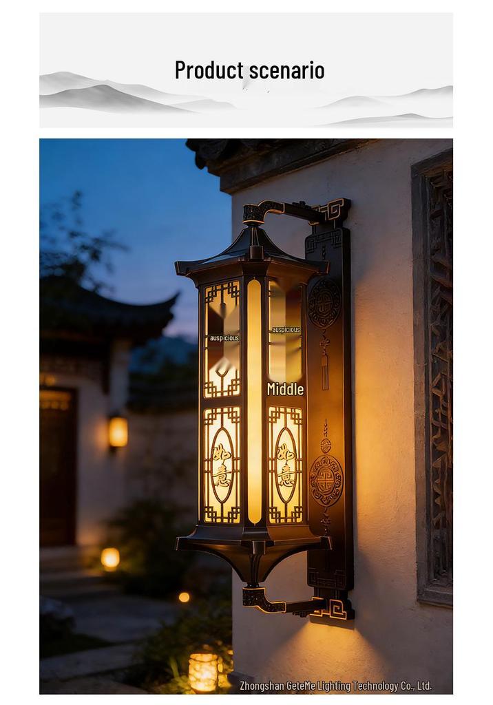 New Solar Wall Lamp - All-Aluminum Chinese Style for Villa, Courtyard, Gate, Pillar & Fence