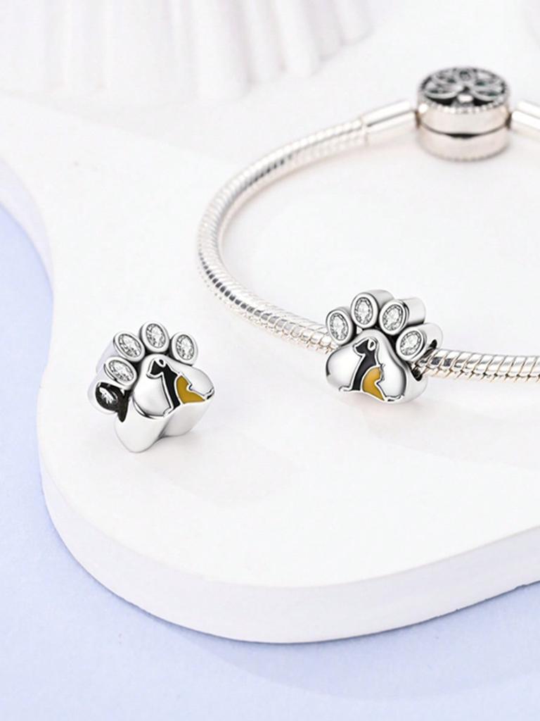 Charms Plata Copper Colors Cute Cat Paw Pet Beads Charm Pendant For Original Bracelet For Women Diy Jewelry Love Gift