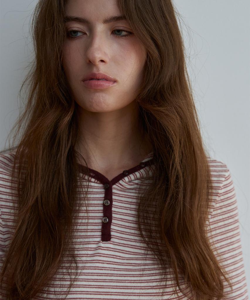 KEYAMO Button-Up Striped Hoodie_Ivory