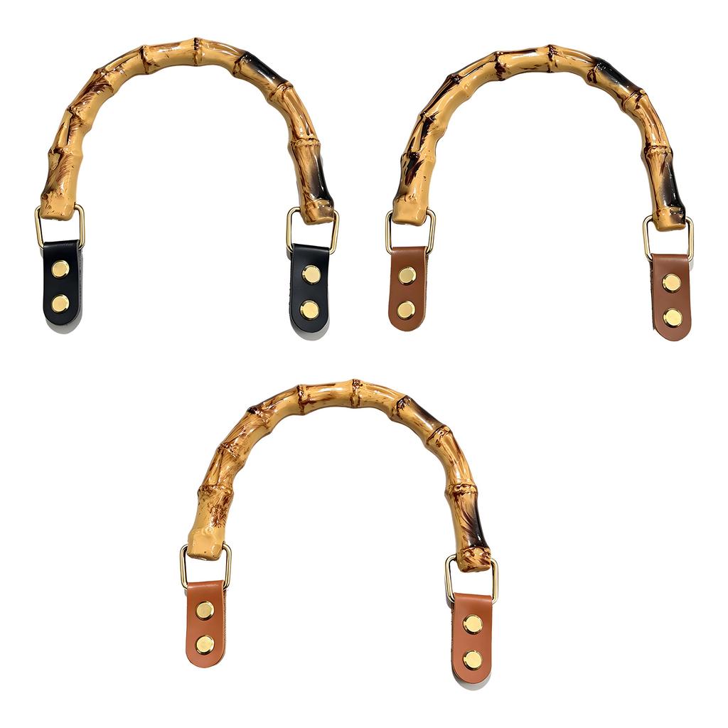 2Pcs Bamboos Curved Bag Handle Strap Replacement Easy Install For Enhancing Comfort And Styles For Fashionable Women