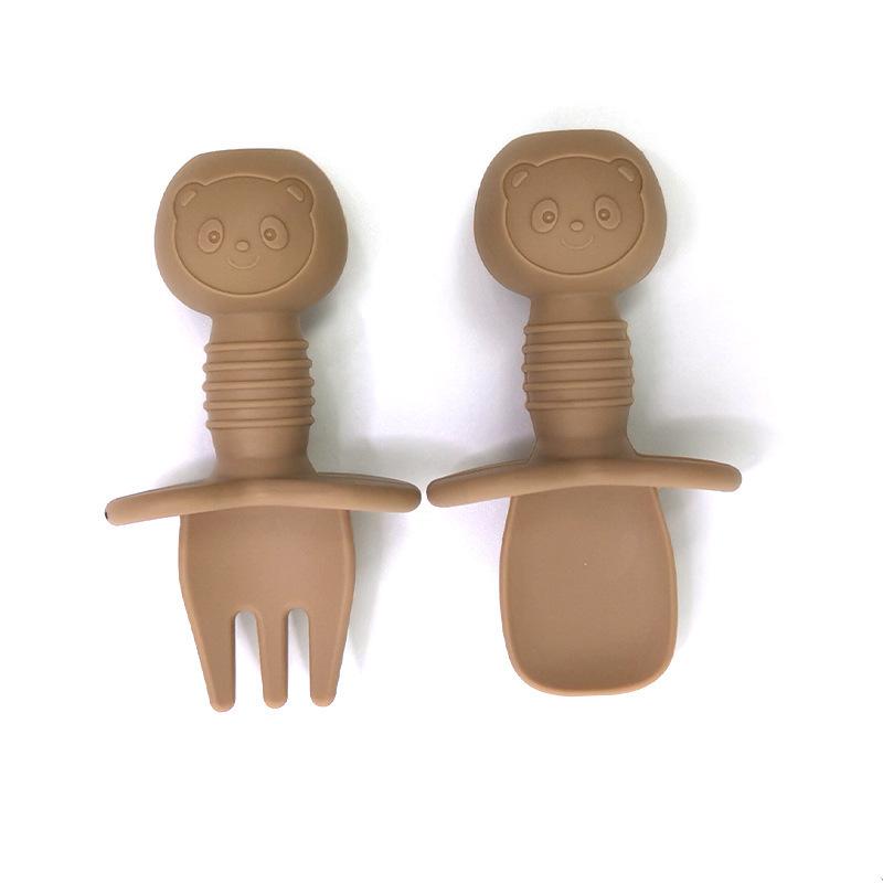 Мультяшний ведмедик Силіконовий набір виделки та ложки для тренування їжі дітей