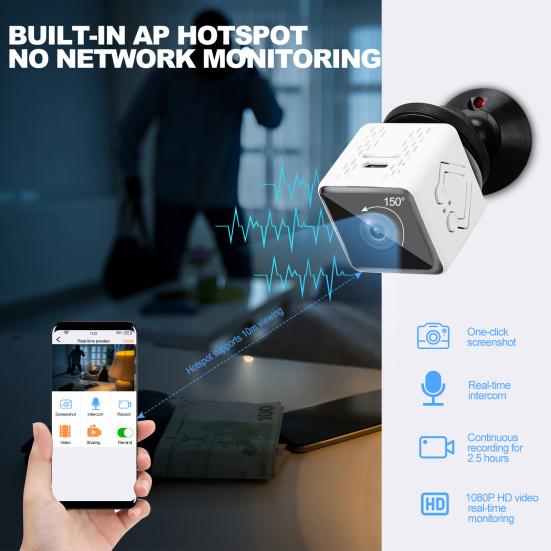 Mini Security Camera 1080P Rechargeable WiFi Audio Video Recording Nanny Surveillance Camera