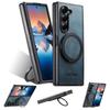 Samsung Z Fold7/6/5 Magnetic Wireless Charging Case with 360° Rotating Ring Stand and Leather Finish