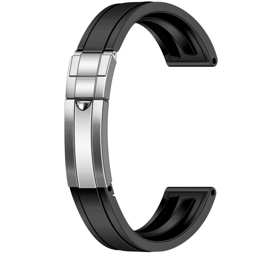 Juntan FKM Rubber Watch Band for Men and 20mm and Classic Rolex Style with Folding Clasp Women, 22mm,