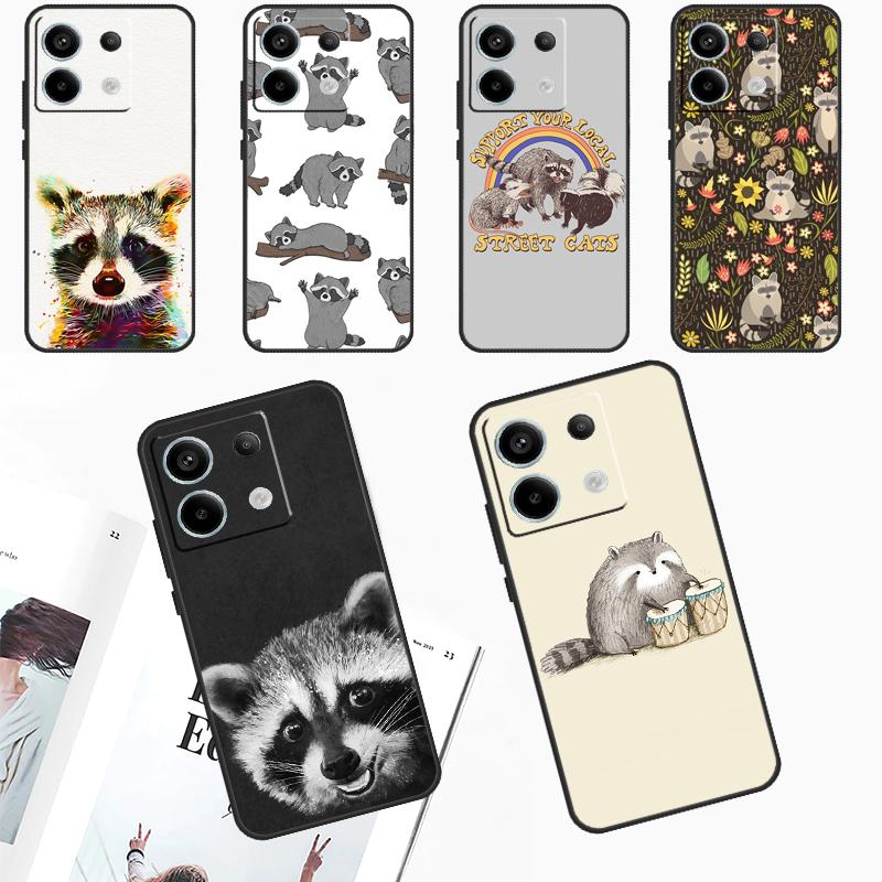 Cute Raccoon Cartoon Case For Xiaomi Redmi Note 12 11 9 10 13 Pro Plus 9S 10S 11S 12S Redmi 12 10 C 9C 13C Cover