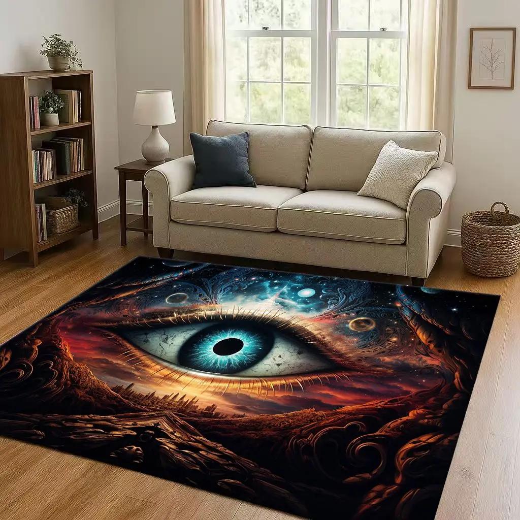 3D Freemasonry All Seeing Eye Symbol Evil Eye Living Room Non Slip Area Rug Carpet for Bedroom Playroom Sofa,Home Decor Doormat