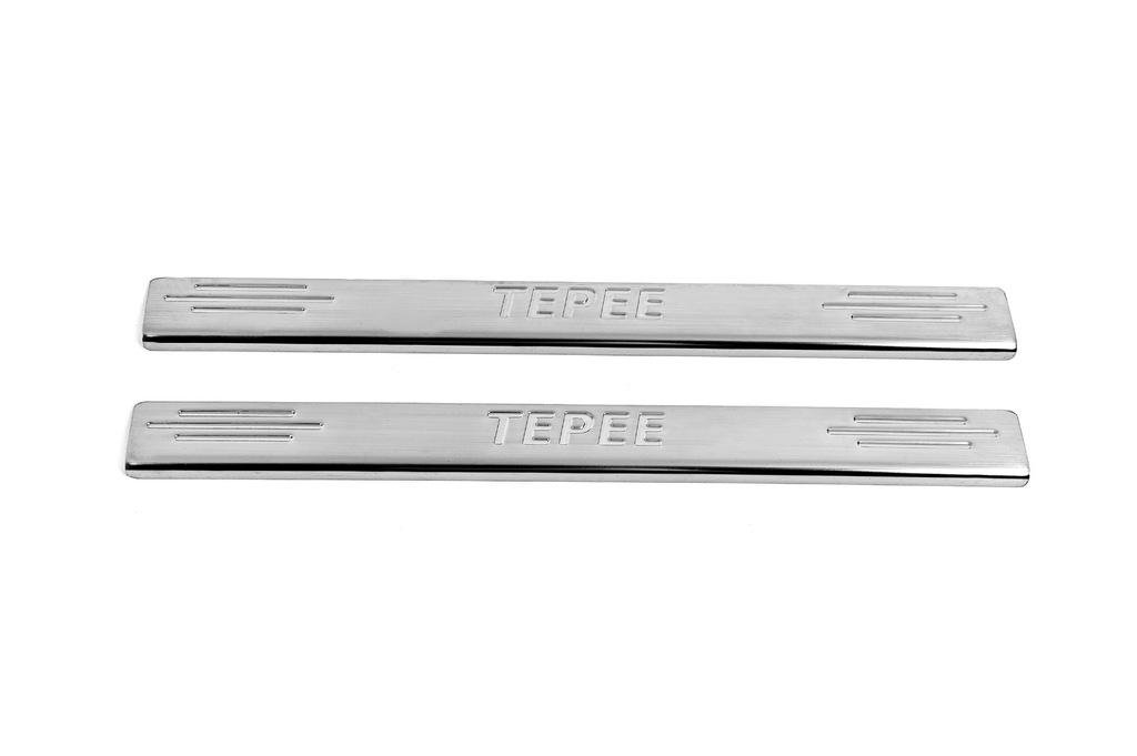 Накладки на пороги Carmos V2 (нерж) Передние двери (2 шт) для Peugeot Partner Tepee 2008-2018 гг