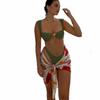 Women High Cut Bikini Set Two Piece Swimsuit Wireless Bra Bathing Suit Swimwear for Beach Pool