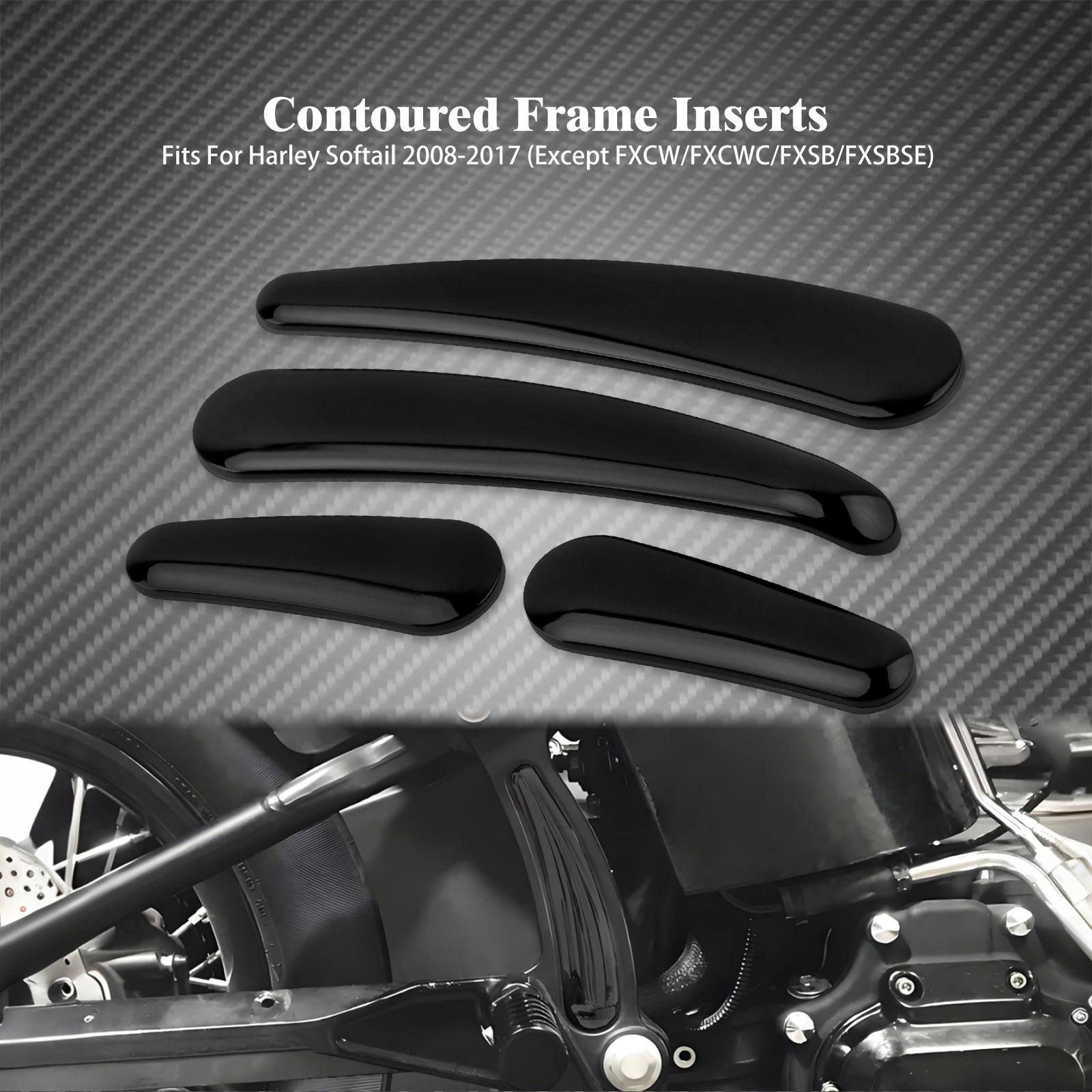 

Мотоцикл Черный/Хромированный 3D Изогнутый Вкладыш-Заглушка Рамы Маятника 4 ШТ. Для Harley Softail 2008-2017 Fat Boy FLSTF Slim FLS Deluxe Black Frame Inserts