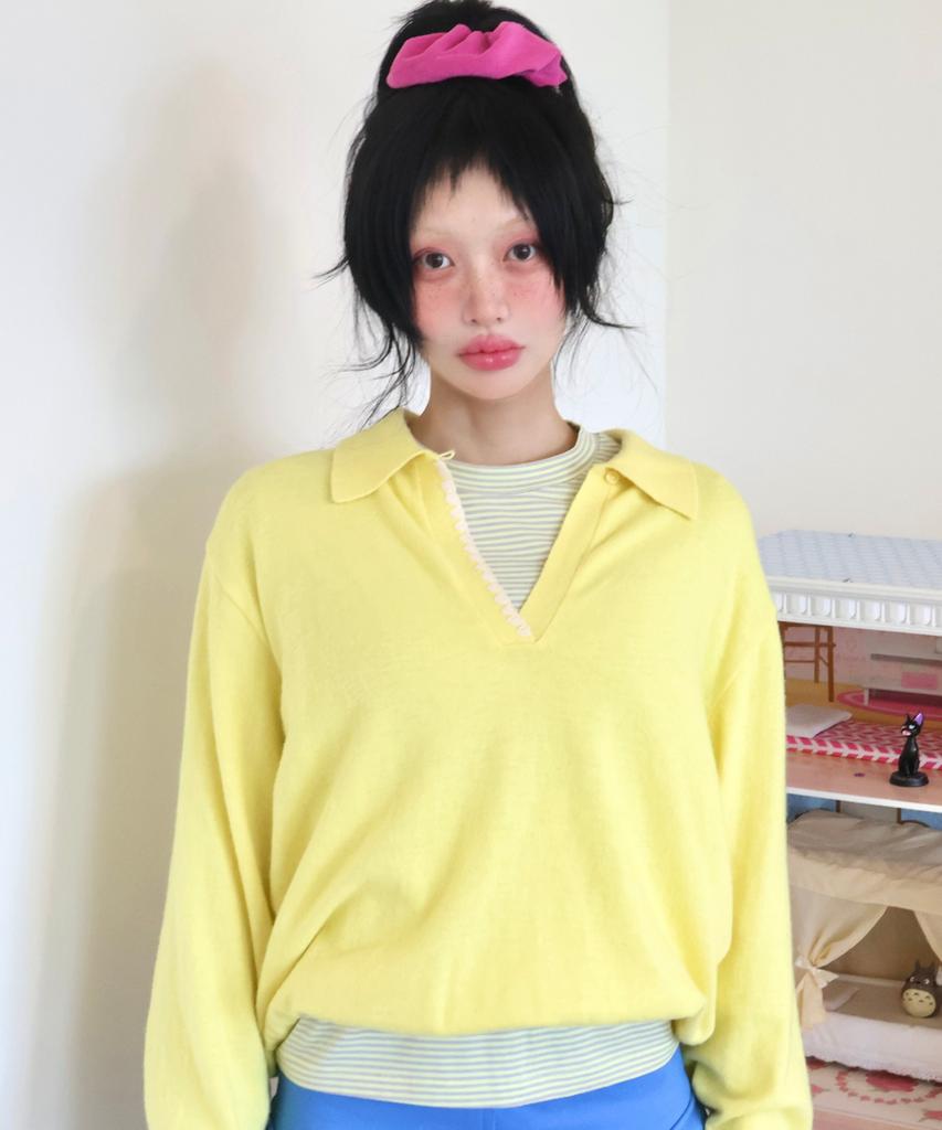 KIKOZY Sofa Shell Collar Knit_Yellow