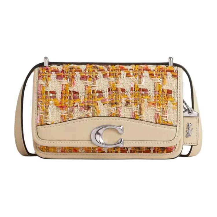 Coach Bandit 18 Brand Logo Snap Adjustable Shoulder Strap Tweed Shoulder Crossbody Bag Small Women shoulder bags Silver Multicolor CP096-LHN5M Basic Set (Bag+Dust Bag)