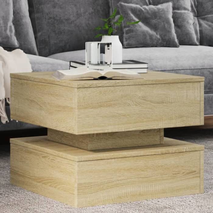 VidaXL Table Basse avec Lumières LED, Bout de Canapé, Table d'Appoint, Meuble de Salon Salle de Séjour Intérieur, Moderne, 839856