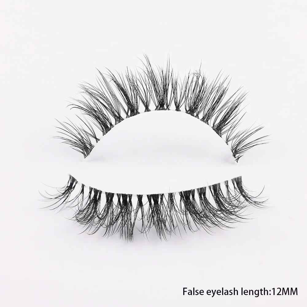 Clear Band Eyelashes Natural Fluffy 3D Mink Lashes D Curl Volume Wispy False Eyelashes With Clear Band Soft Reusable Lashes