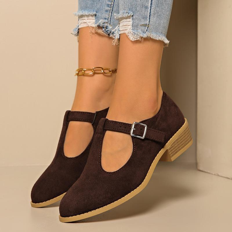 Women’s Low Heel Buckle Slip-On Ankle Boots