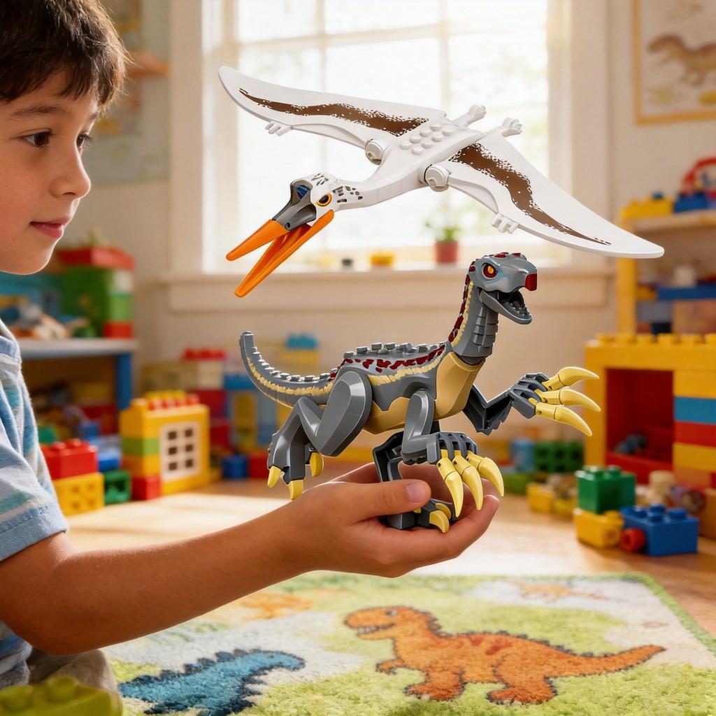 Set di Blocchi da Costruzione Dinosauri in Plastica ABS per Bambini e Collezionisti