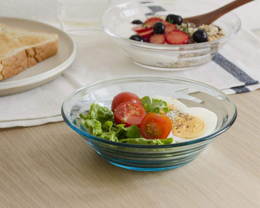 Toyo Sasaki Glass Lurak Aqua Made In Dishwasher Round Small Deep Side Glass Dessert Bowl, Blue, Japan, Safe, Plate, Bowl, Bowl, Dish, Plate, Plate,