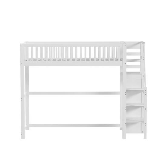 Litera con Escalera de Seguridad Armario Diseño de Barandilla Alta Estante de Almacenamiento Superficie Lisa Dormir 90 X 200cm Cama para Habitación Infantil con Barra para Ropa Habitación