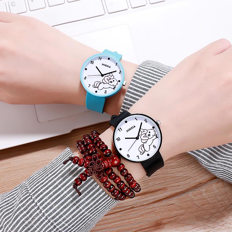 

Женские силиконовые часы-желе в корейском стиле 2019 года - простой дизайн в конфетных тонах небесно-голубой