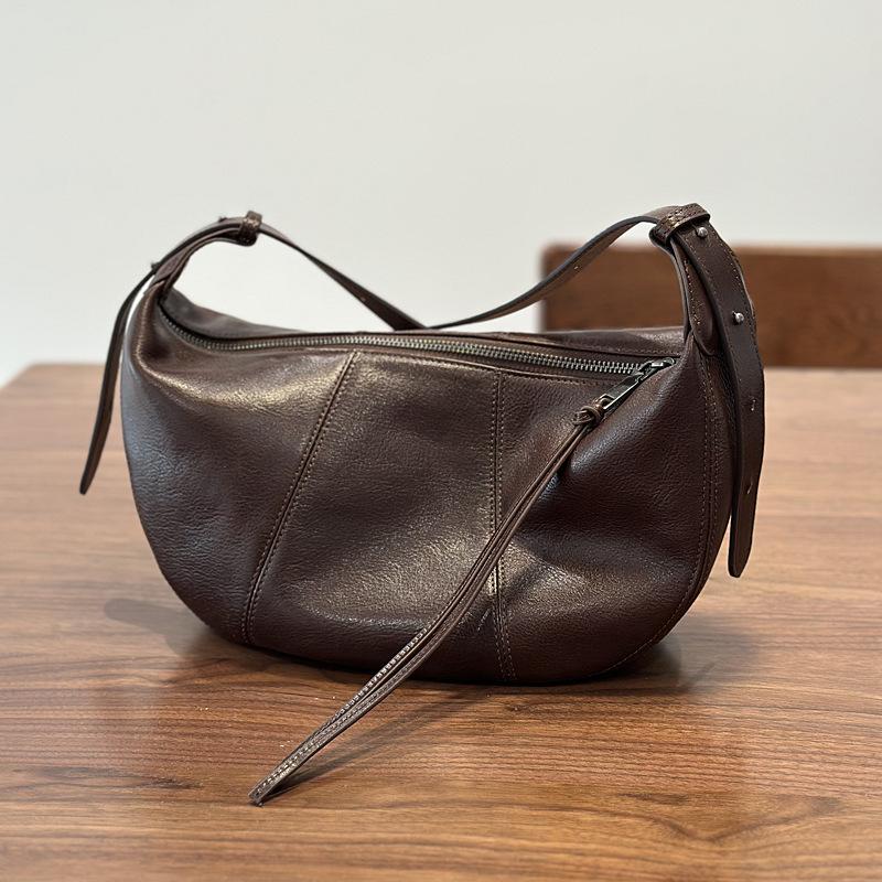 

Johnature Genuine Leather Women s Bag Casual Solid Color Versatile Saddle Bag Soft Cowhide Shoulder Crossbody Bags кавовий