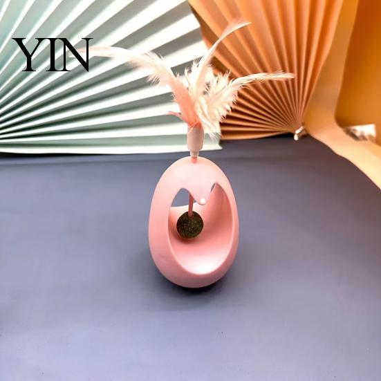 Automatic Swinging Cat Toy Interactive with Feathers And Catnip Ball, Self-Rotating Teasing Durable Teaser Wand Stick, Stable Play Teeth Grinding