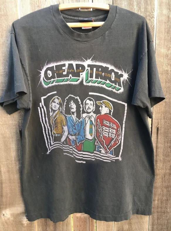 Vintage 80s Cheap Trick Tour Rock Band Charcoal Unisex T shirt S5XL KH17601 Unisex T-Shirt L