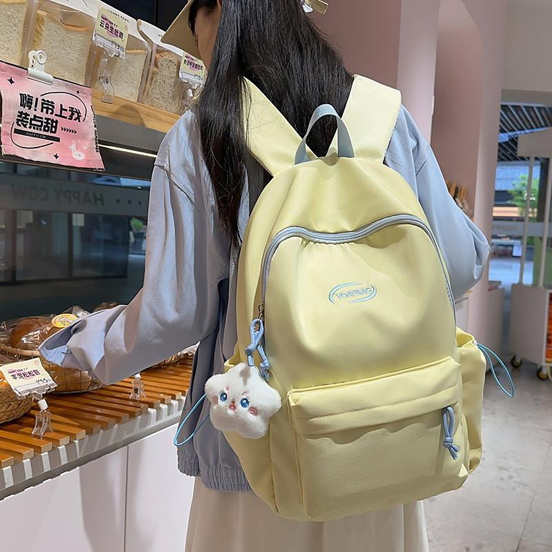 Nylon Girls Backpack With Letter Print Design And Splicing Elements For Casual Travel And School Use