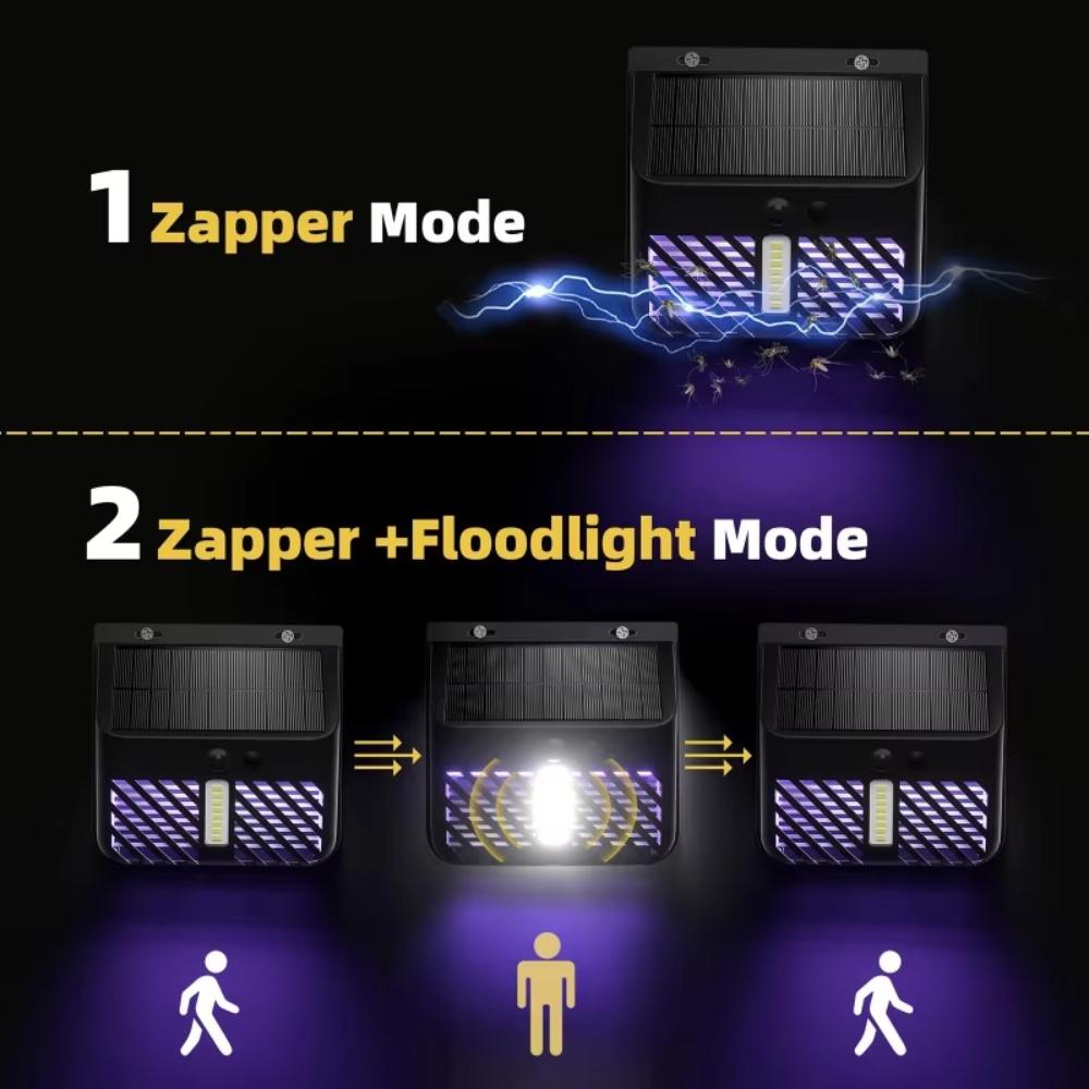 Outdoor LED Solar Mosquito Killing Lamp Waterproof 2 IN 1 Ultraviolet Electric Shock Mosquito Killing Induction Garden Lamp