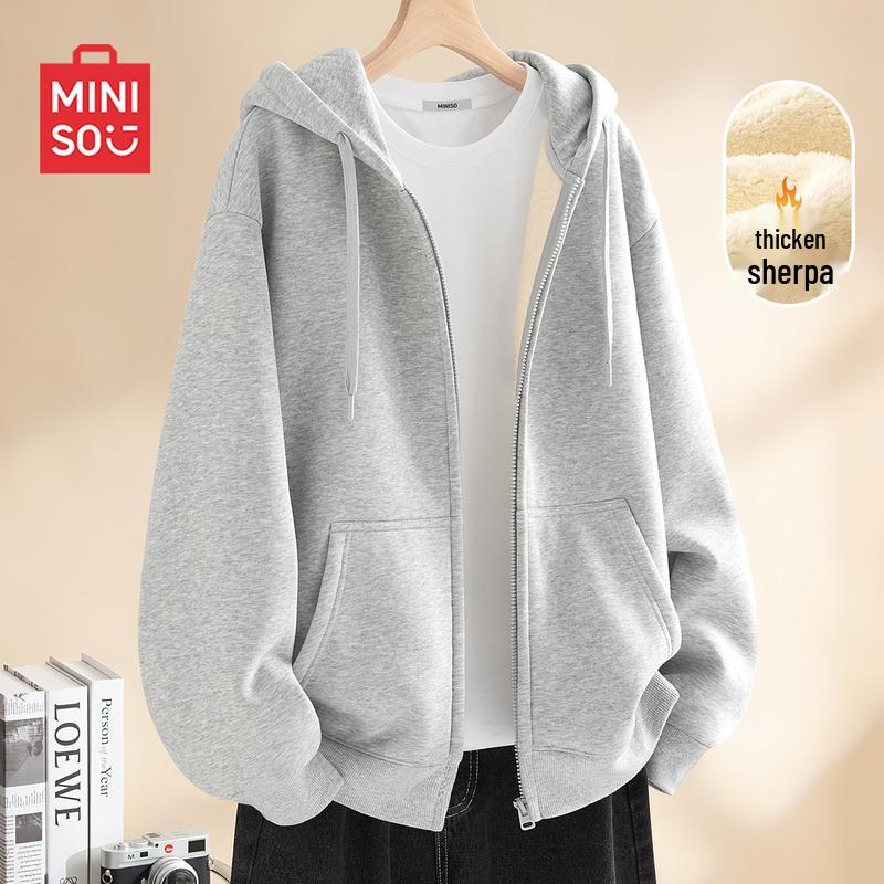MINISO Winter Warm Fleece-Lined Zip-Up Hoodie M