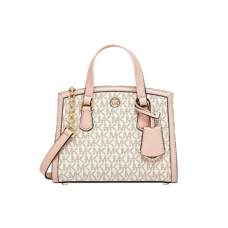Michael Kors Mk Chantal Classic Letter Print Pendant Tote Bag Women Tote Bag Vanilla-White Nude-Pink 32R3G7CC0B-173
