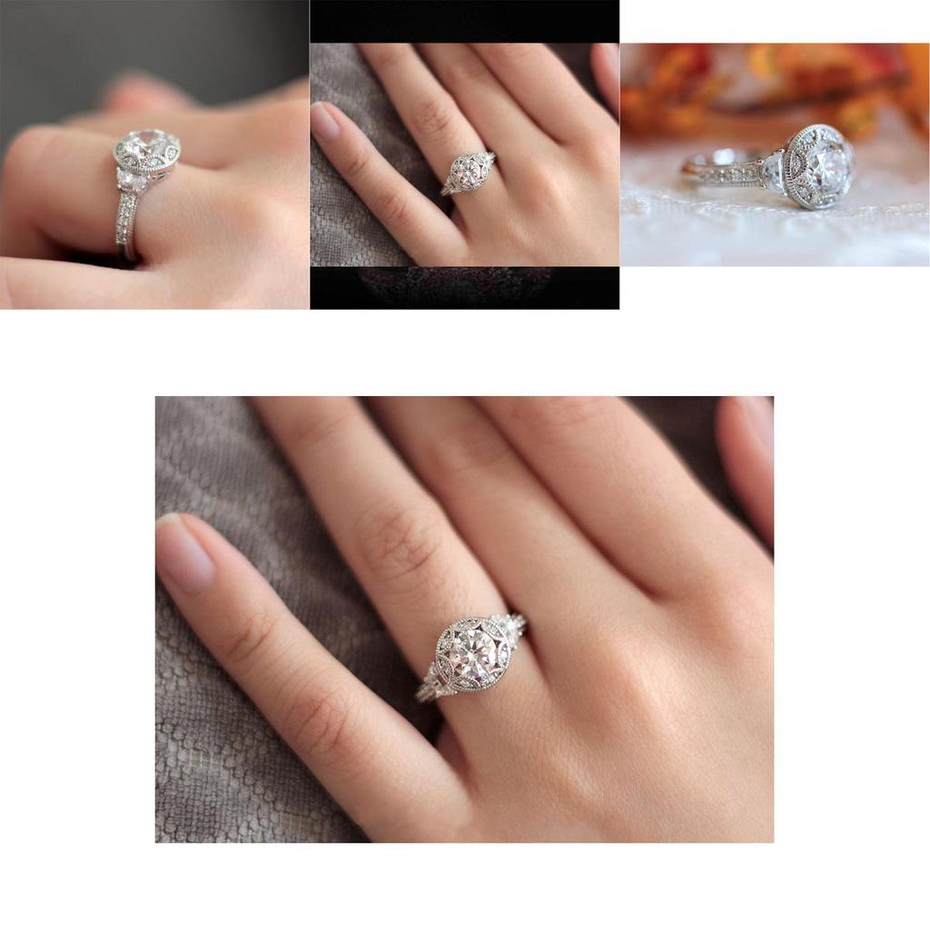 Stunning Silver Plated Jewelry Party Ring Featuring Round White Sapphire