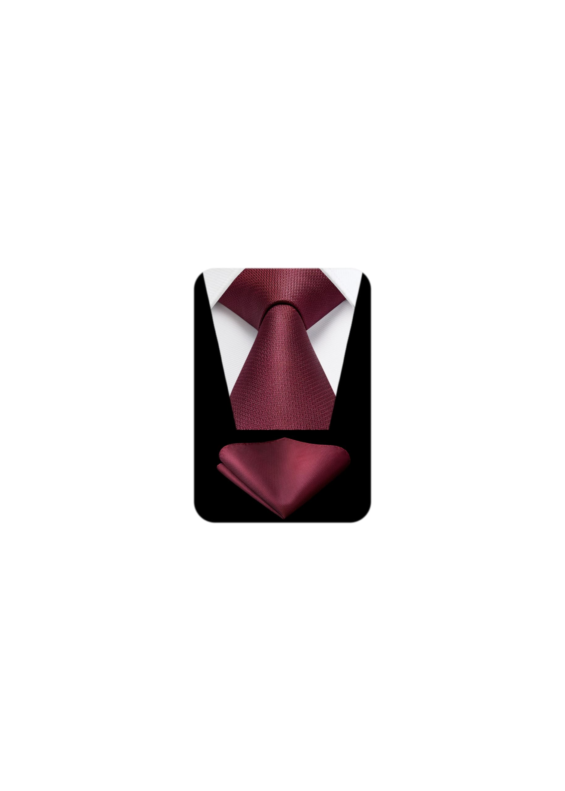 [Enlision] Men s Business Necktie - Wine Red, Geometric Pattern, Stylish Silk Necktie Set with Pocket Square, Suitable for Commuting, Meetings,
