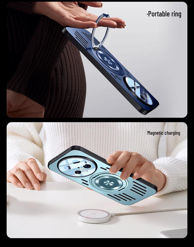 Huawei Mate70 Ultra-Thin Magnetic Stand Phone Case with Aluminum Heat Dissipation, Compatible with Mate70Pro.