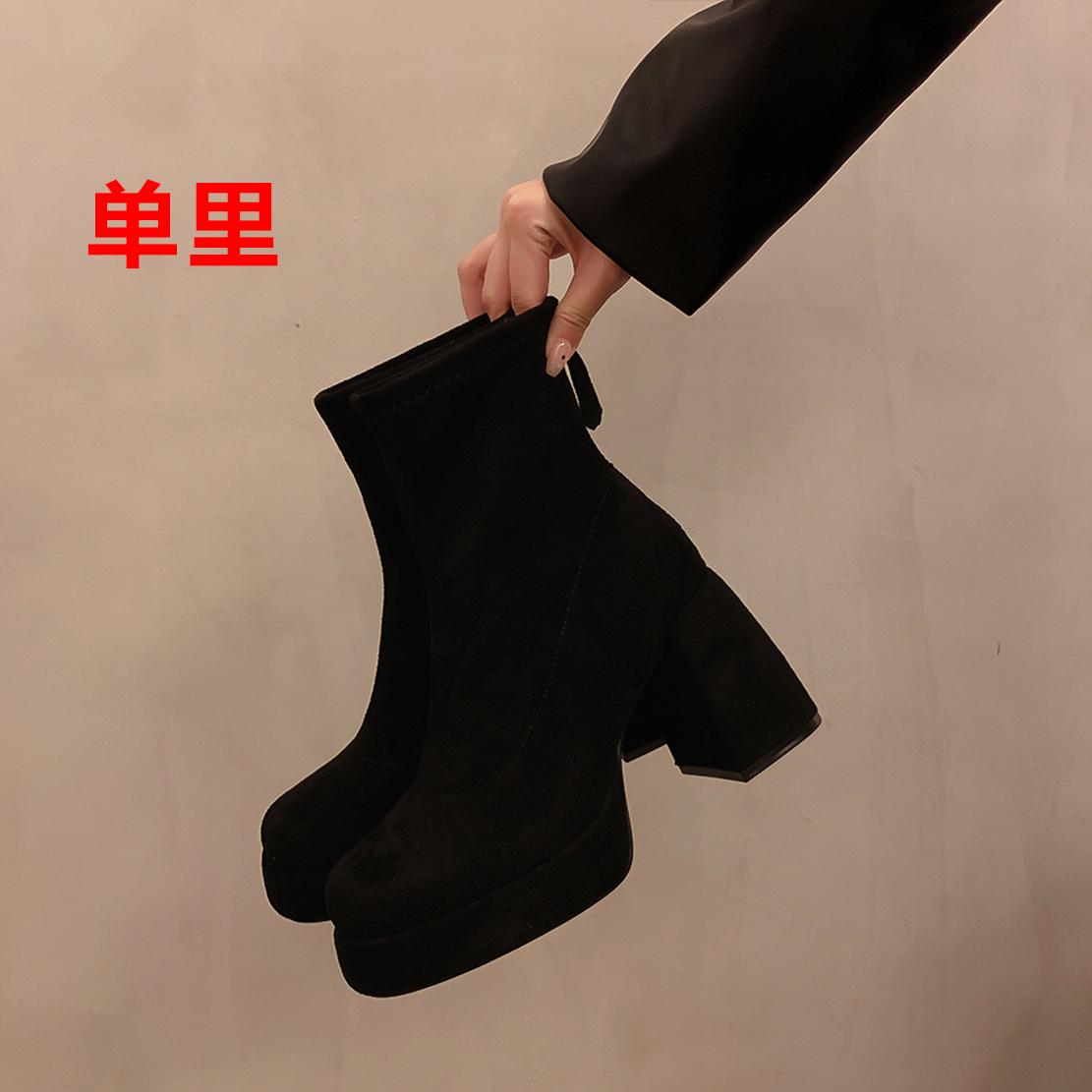 

Узкие ботинки Водонепроницаемые туфли на высоком каблуке Флисовые французские осенне-зимние толстые маленькие короткие ботинки Женские одинарные ботинки до щиколотки маленькие ботильоны 40