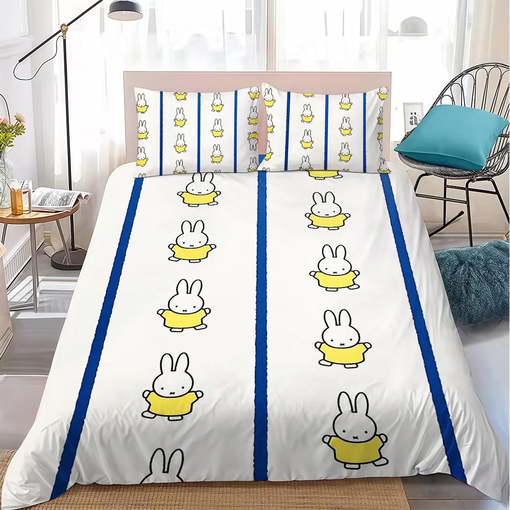 Cute M-Miffy Duvet Cover Set Home Style Bedding Soft Laundry Cotton Bed 3 Piece Set Student Dormitory Gift