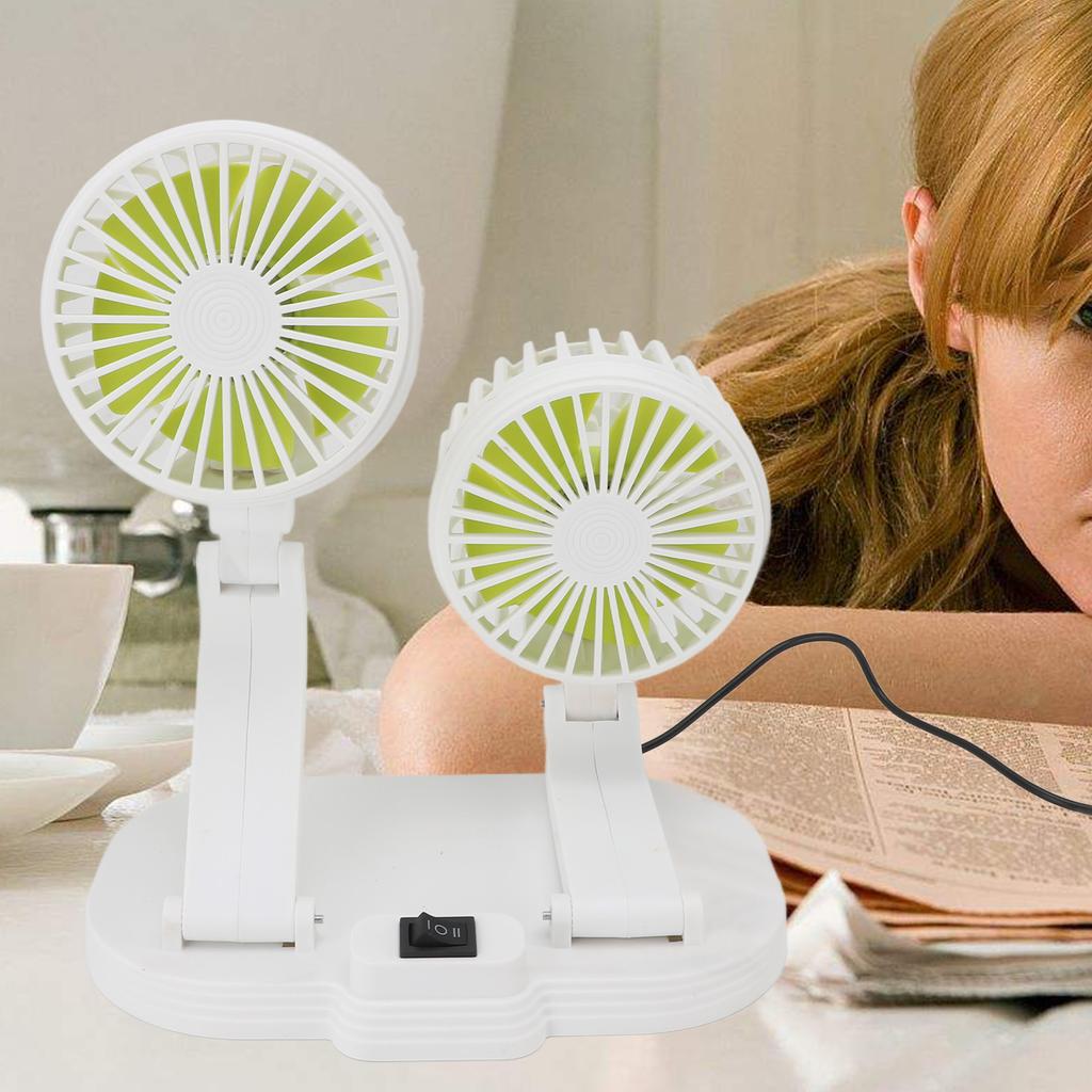 Dual Heads USB Fan for Car Dashboard Multi Speeds Quiet Portable Vehicle Cooling Fan for RV Truck