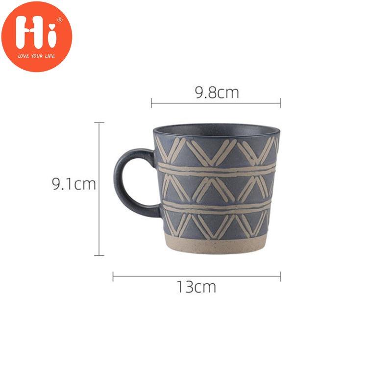Hi Nordic Ceramic Retro Coffee Mug Simple Office Tea Cup Coarse Pottery Handmade Breakfast Milk Mug Couple Drinkware
