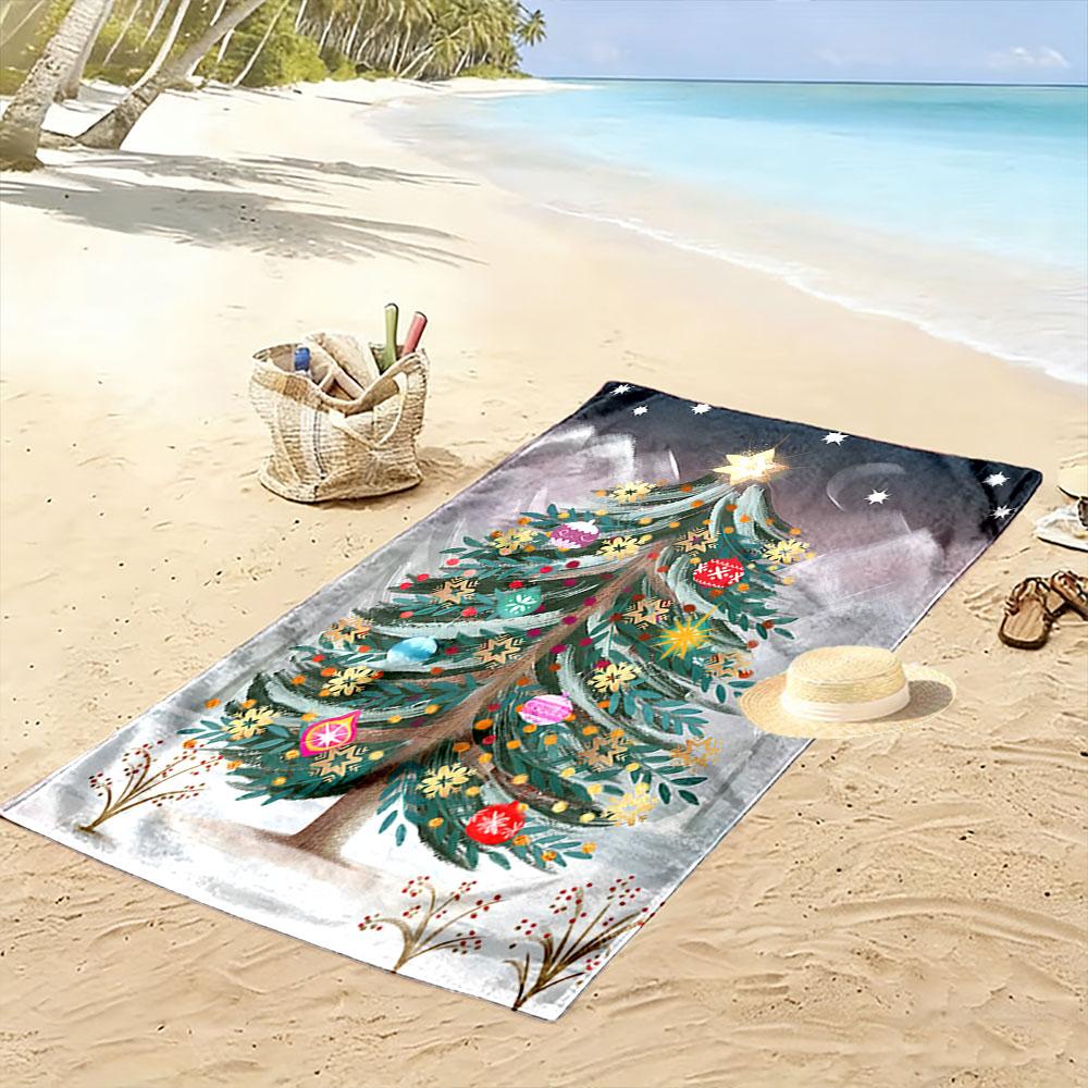 Enchanted festive evergreen elegance Print beach towel, quick drying, suitable for travel, outdoor sports, jogging, the beach and swimming, gift