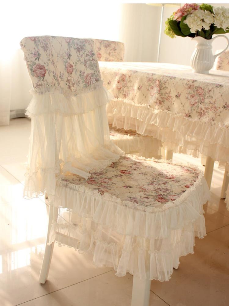 New Lace Dining Table Cloth Chair Cover Backrest Cover Household Dustproof Table Mat Minimalist Anti Slip Chair Cushion Cover