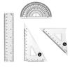 4 Pcs Plastic Ruler Set Math Geometry Set Triangle Ruler Drawing Tool Drafting Supplies for Artists and Students