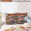 2pcs 2 Pack Rustic School of Fish Decorative Throw Pillow Covers,2D Flat Print Farmhouse Coastal Cushion Cases