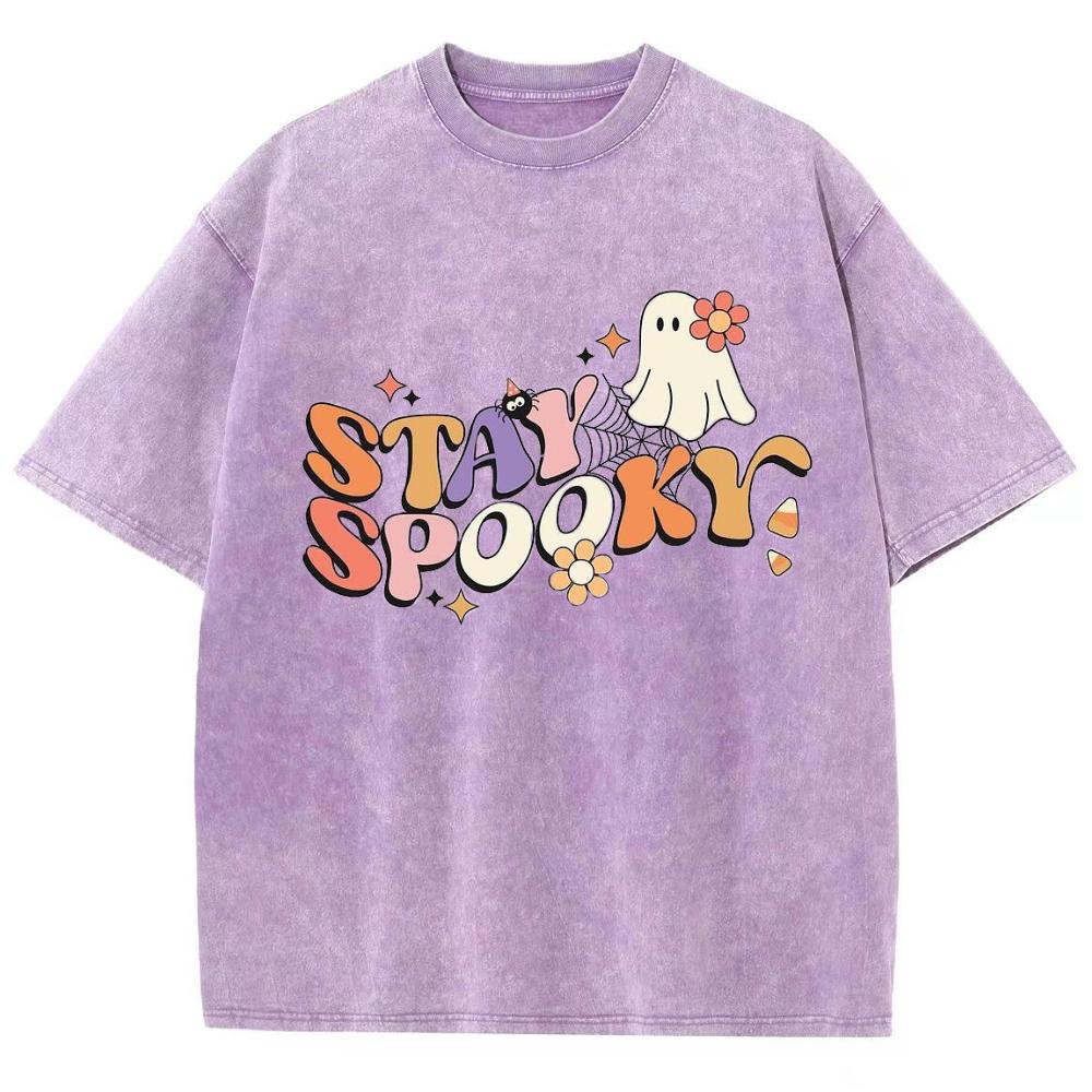 

Футболка Stay Spookr с буквенным принтом для женщин Y2k, свободные хлопковые футболки, минималистичный дизайн, повседневный топ с коротким рукавом 3XL