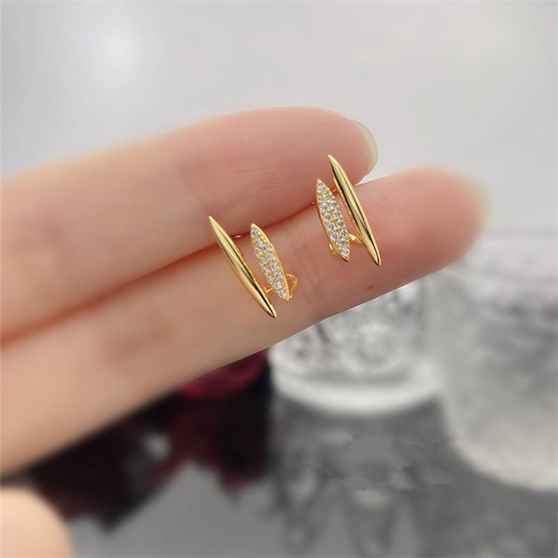 

925 Sterling Silver Temperament Inlaid Zircon Double Layer Earrings for Women Gold Plated Statement Luxury Jewelry Gold
