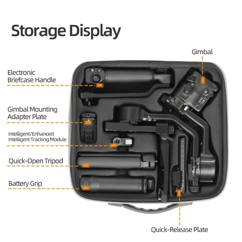 Durability Hard Shell Carrying Case For RS5 Stabilizer And Accessories Storage Box With Shockproof Compartments Design
