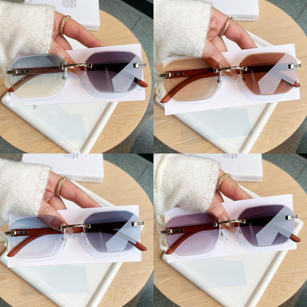 Uv400 Photochromic Sunglasses For Men With Frameless Geometric Design Suitable For Driving And Travel