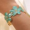 Dripped Oil Flower Cuff Bracelet Multicolor Floral Open Bangle Elegant Floral Bracelet  Women
