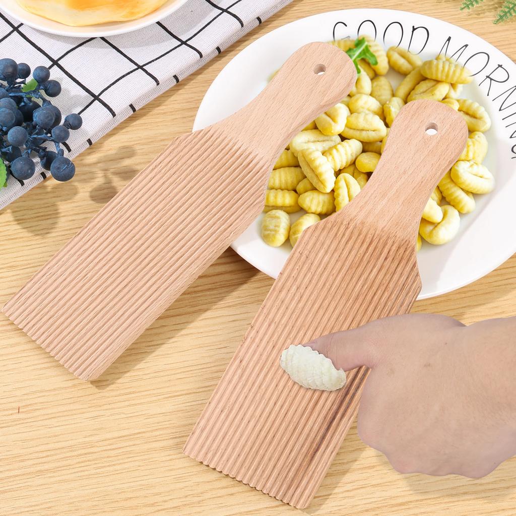 2Pcs Wooden Gnocchi Board Butter Paddles Spaghetti Macaroni Pasta Board Practical Gnocchi Maker Homemade Pasta Tool for Kitchen