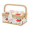 Sewing Basket Polyester Fabric Sewing Supplies Organizer with Removable Plastic Tray for Needle Thread Scissors