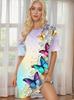 Women'S Casual Butterfly Print Short Sleeve Nightgown