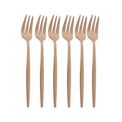 6Pcs Fruit Fork Luxury Flat Handle Stainless Steel Rose Gold Matte Cake Forks Lovely Mini Fork Used For Cake In Party Fork Restaurant