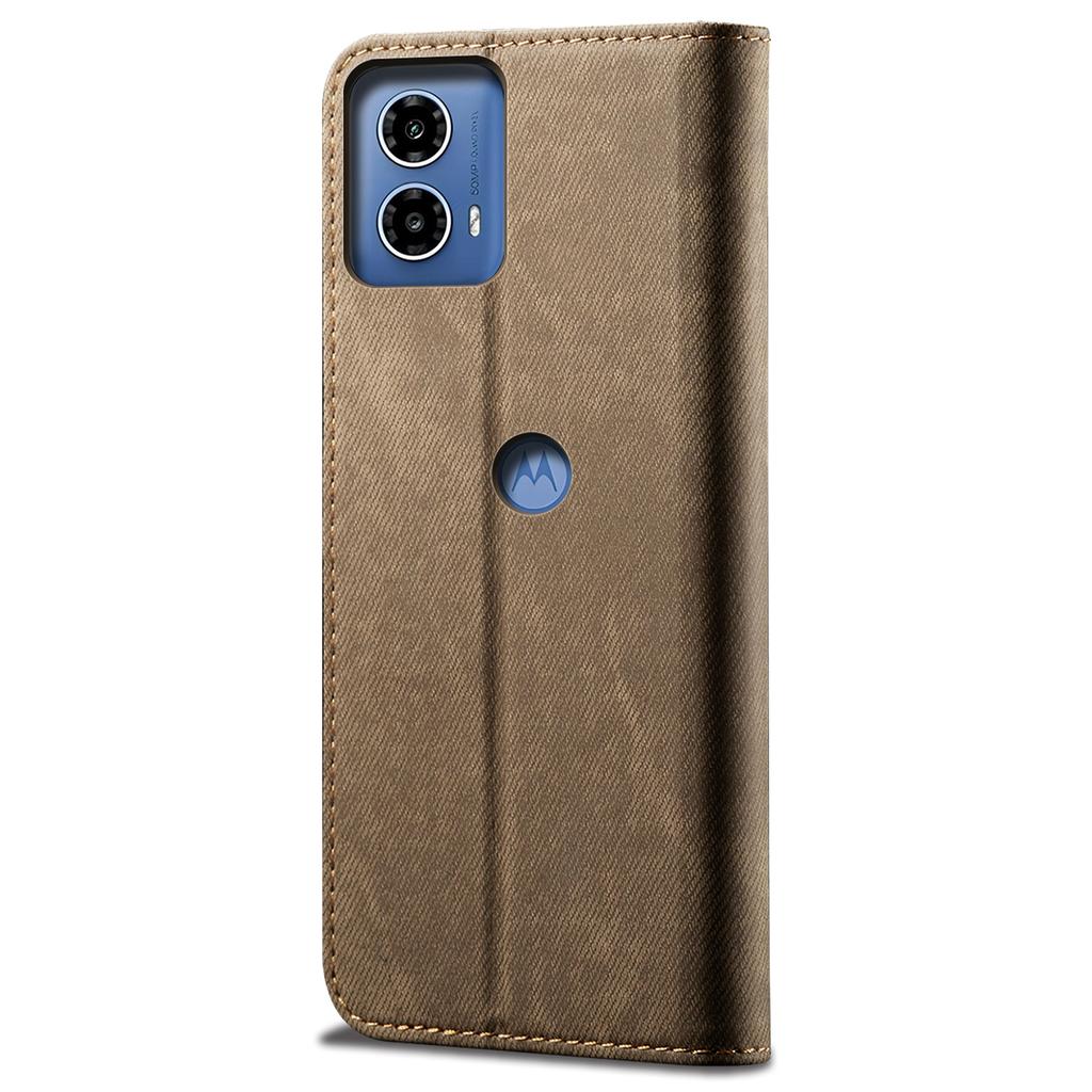 For Motorola Edge 50 Fusion 5G Case Jeans Cloth Texture Leather Magnetic Closure Phone Cover